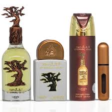 Eternal Oud Eau de Parfum Gift Set by Lattafa - 100ml + 20ml + 200ml Deo 1ml