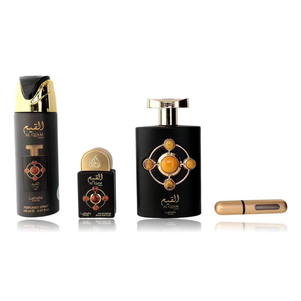 Al Qiam Eau de Parfum Gift Set by Lattafa - 100ml + 20ml + 200ml Deo 1ml