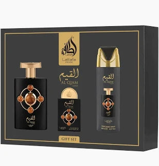 Al Qiam Eau de Parfum Gift Set by Lattafa - 100ml + 20ml + 200ml Deo 1ml