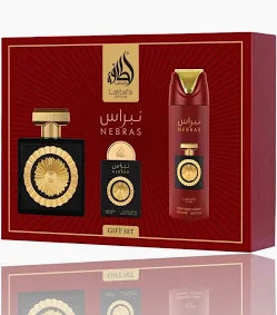 Nebras 3 Piece Gift Set Eau de Parfum By Lattafa - 100ml + 20ml + 200ml Deodorant 1ml