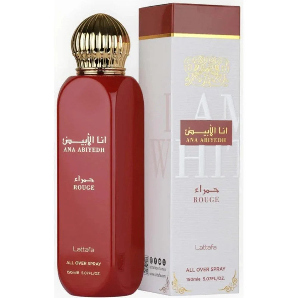 Ana Abiyedh Rouge All Over Spray Eau de Parfum by Lattafa – 150ml Body Spray