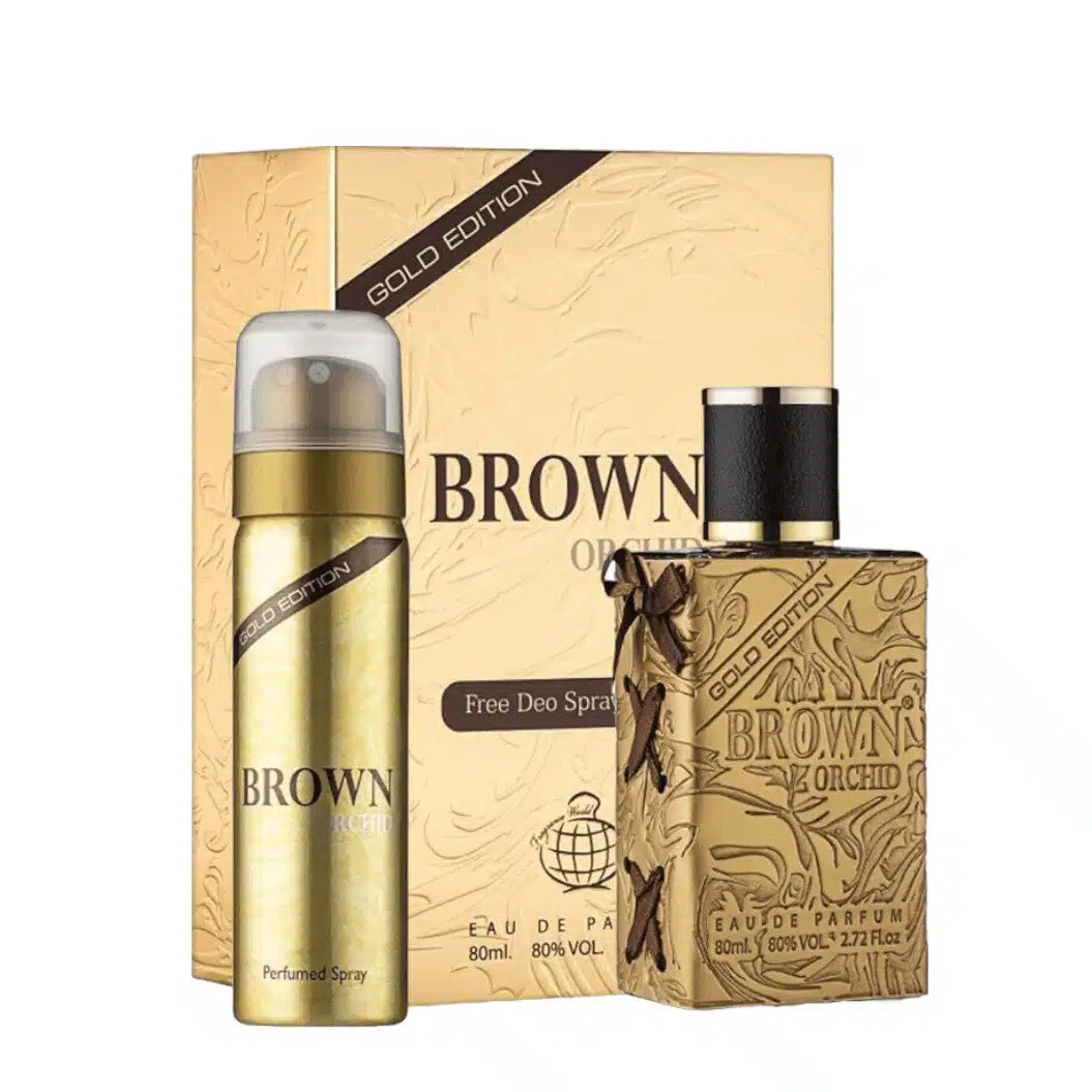 Brown Orchid Gold Edition Eau de Parfum by Fragrance World – 80ml EDP